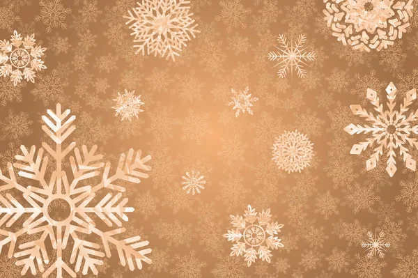 冬の休日の雪に覆われた金色の背景 — ストックベクタ