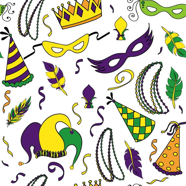 Mardi gras naadloos patroon — Stockvector