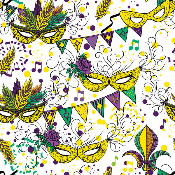 Mardi Gras or Shrove Tuesday seamless pattern