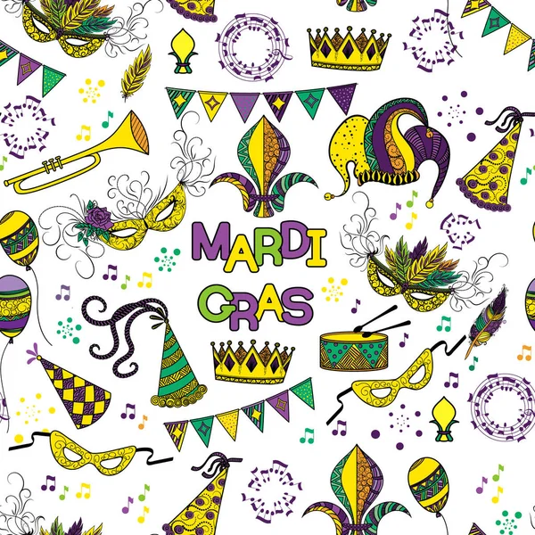 Mardi Gras of Vastenavond naadloze patroon — Stockvector