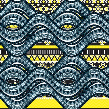 Deniz dalga geçmiş. Etnik seamless modeli