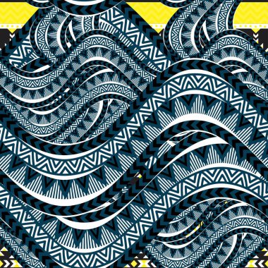 Deniz dalga geçmiş. Etnik seamless modeli