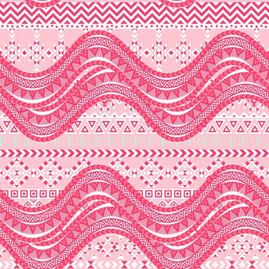 Pembe dalgalar arka plan. Etnik seamless modeli