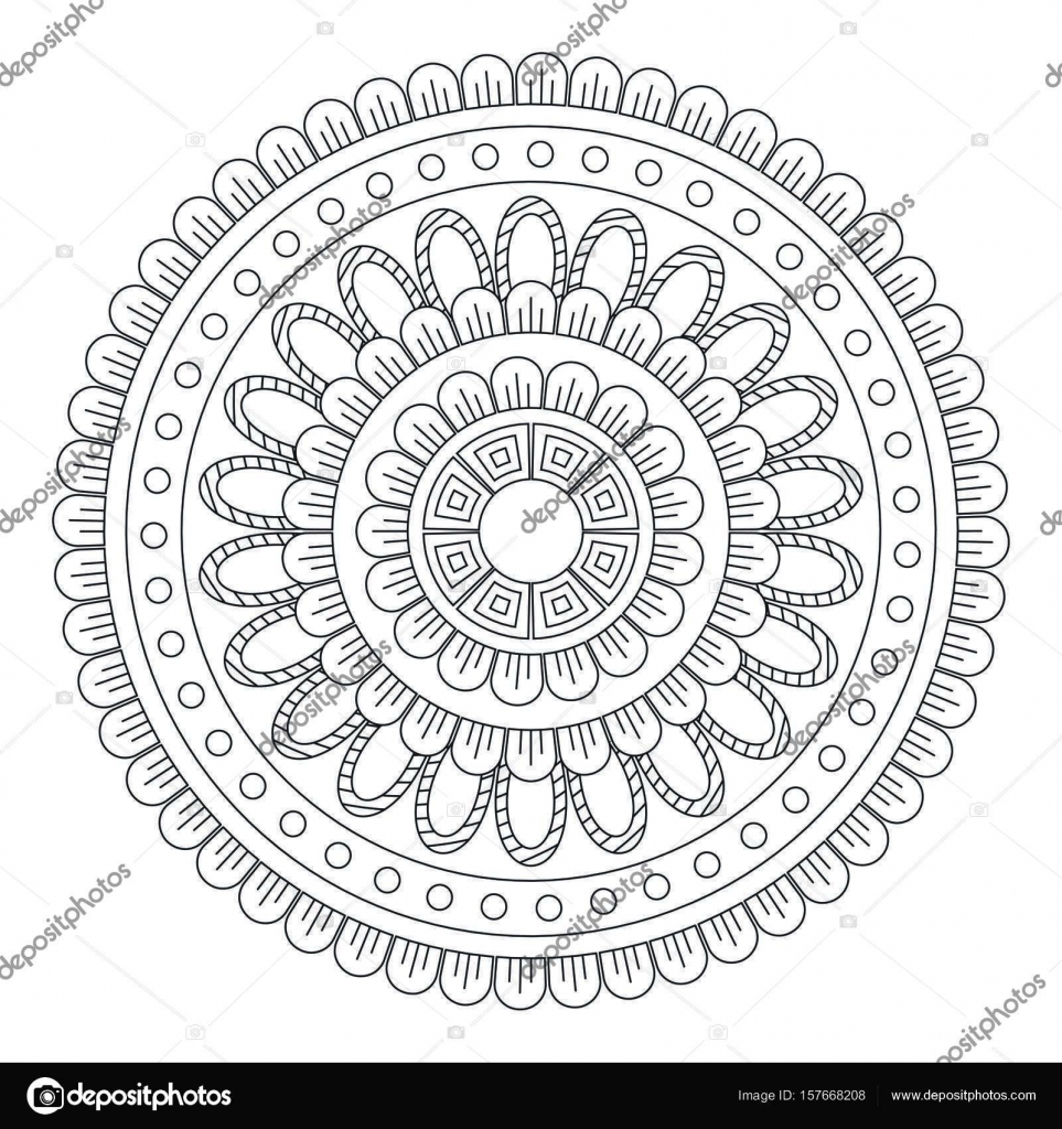 Flower Mandala Vector Illustration Oriental Pattern Vintage Decorative Elements Islam Arabic Indian Moroccan Turkish Ottoman Motifs Coloring Page