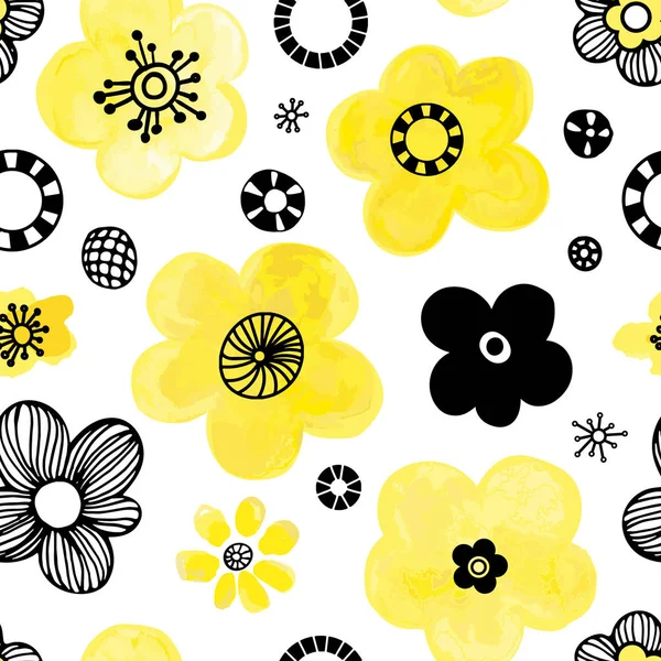 노란 꽃 패턴 — 스톡 벡터