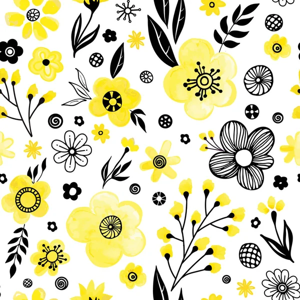 노란 꽃 패턴 — 스톡 벡터