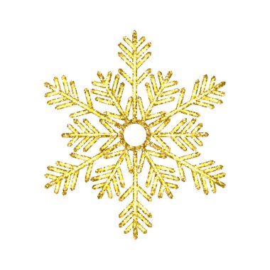 Beyaz arka planda izole edilmiş Altın Noel kar taneleri