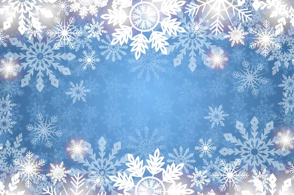 Kék téli háttér hópelyhekkel — Stock Vector