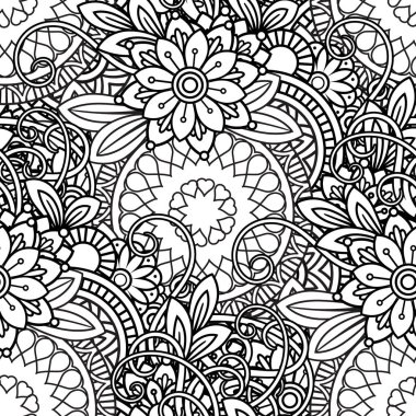 Doodles Floral Seamless Pattern clipart