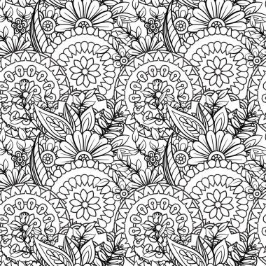 Çiçek deseni siyah beyaz