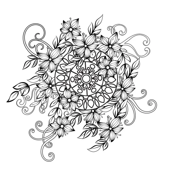 Цветочный узор в черно-белом — стоковый вектор