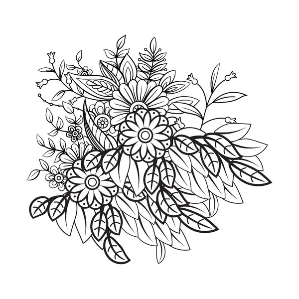 Bloemenpatroon in zwart-wit — Stockvector