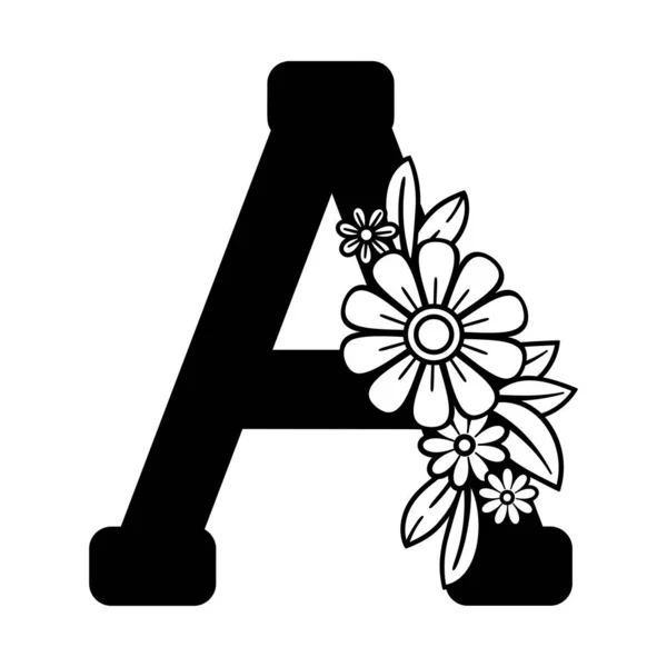 Letter A, floral alphabet — Stock Vector