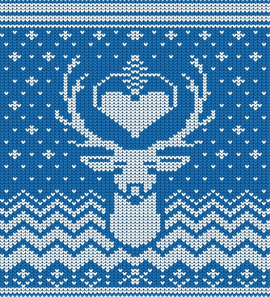 Örme kış geyik mavi arka plan