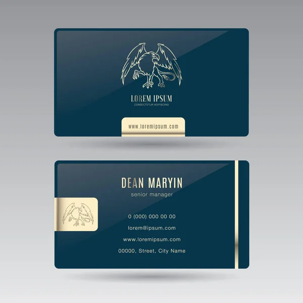 Twee Zijdige Horizontale Elegante Business Card Griffin Luxe Een Elegant — Stockvector