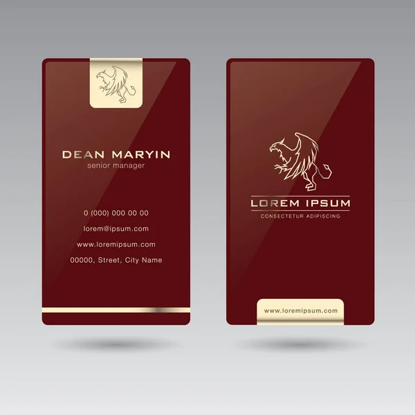 Lüks Çift taraflı dikey kartvizit Griffin02. Bu kartviziti kullanılan lüks şirketler, bankalar, oteller, marka Mağazalar, restoranlar, vb için.