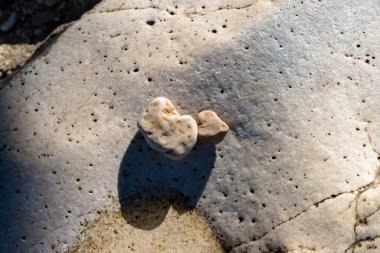 Su zeminindeki kayada iki taş var.