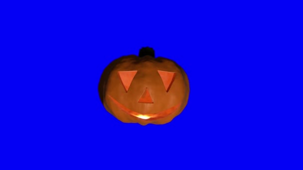 Pompoen Halloween Spooky truc of behandelen gezicht gesneden Haloween Punkin 4k — Stockvideo