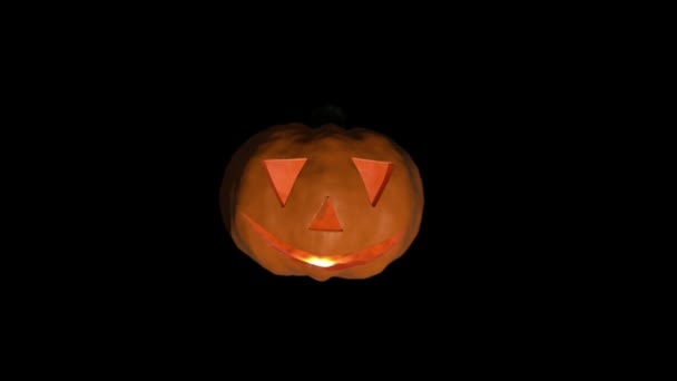 Truque assustador de Halloween de abóbora ou rosto de deleite esculpido haloween punkin 4k — Vídeo de Stock