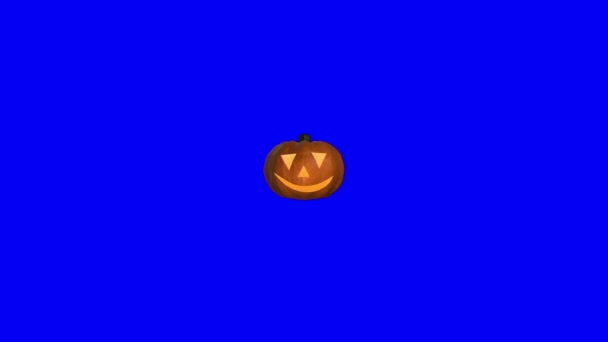 Truque assustador de Halloween de abóbora ou rosto de deleite esculpido haloween punkin 4k — Vídeo de Stock