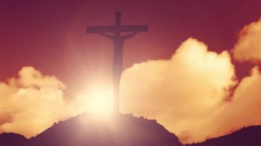 Cross bir tepe çarmıha germe İsa mesih hıristiyan din kilise İncil 4k