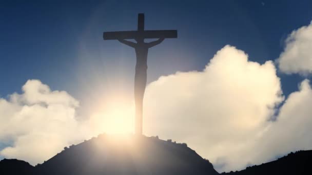 Croix sur une colline crucifixion Jésus-Christ religion chrétienne église bible 4k — Video