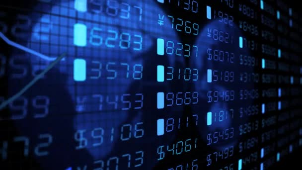 Diagramas financeiros tickers numbers business data money stock market trade 4k — Vídeo de Stock