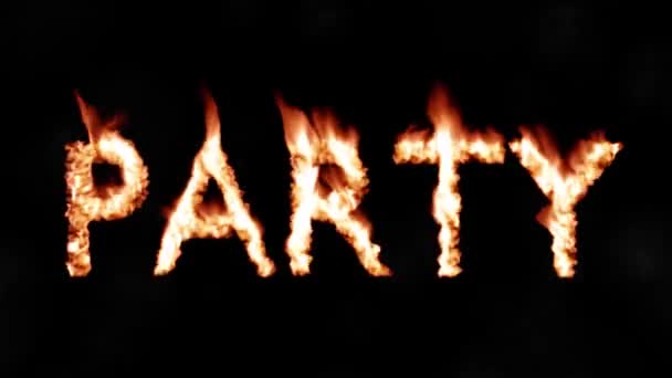 Party hot text varumärke branding järn metall flammande värme flammor overlay 4K — Stockvideo