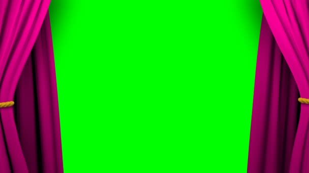 Curtains opening and closing stage theater cinema green screen 4K — Stock Video