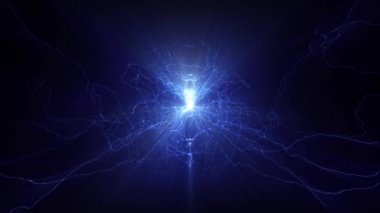 Yıldırım elektrik kemerler sci fi güç reaktörü küre gelecekteki gerilim teknik kızdırma 4k