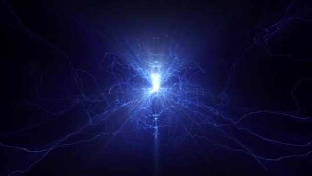 Yıldırım elektrik kemerler sci fi güç reaktörü küre gelecekteki gerilim teknik kızdırma 4k — Stok video