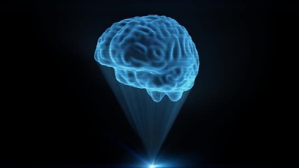 Proyector olográfico de la proyección del holograma cerebral lazo de la tecnología del doctor de la ciencia-ficción 4k — Vídeo de stock