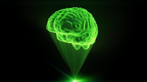 Mozek s hologramem holografická projekce projektor sci-fi lékař technologie smyčka 4k — Stock video