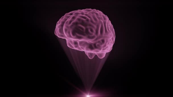 Mozek s hologramem holografická projekce projektor sci-fi lékař technologie smyčka 4k — Stock video