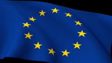Avro Bölgesi'ne AB Avrupa Birliği 4 k sallayarak euro Europe bayrak portre