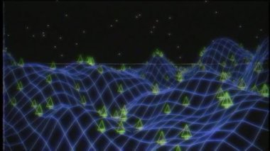 Retro video oyunu Vhs kaset 3d manzara vektör arcade tel kafes arazi 4k