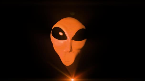 Alien cinza holograma cabeça rosto assustador extraterrestre cinza ufo 4k — Vídeo de Stock