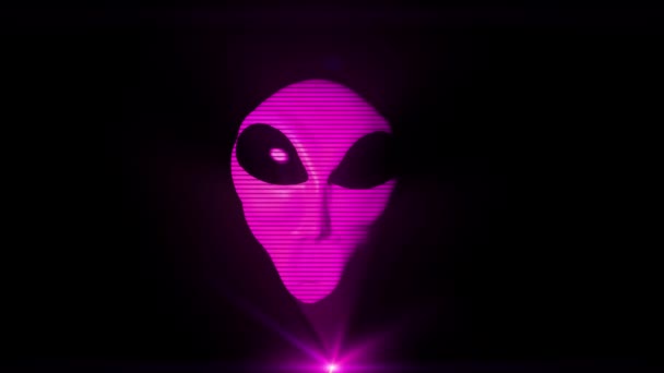 Alien grey hologram head face creepy extraterrestrial gray ufo 4k — Stock Video