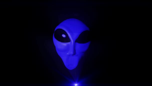 Alien gris tête hologramme visage effrayant extraterrestre gris ufo 4k — Video