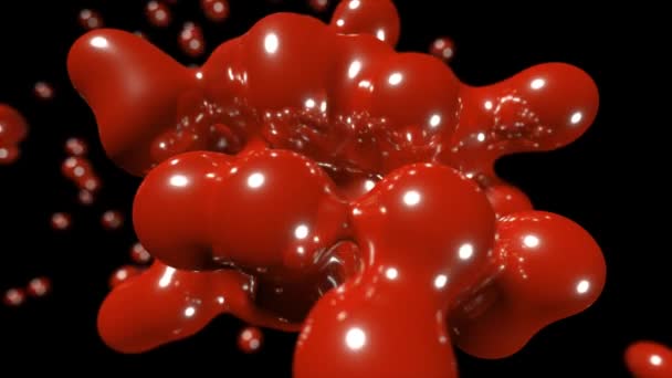 Blob flottant abstrait tech bio liquide sang peinture chimique fond boucle 4k 