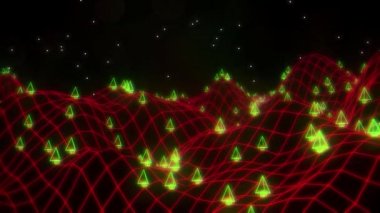 Retro video oyunu 3d manzara vektör arcade tel kafes arazi 4k