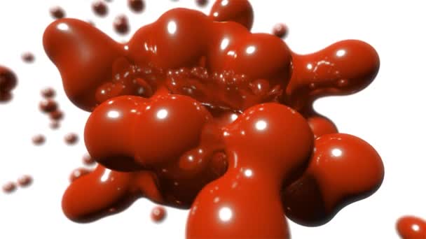 Плавающие блоки и жидкая химическая краска для крови — стоковое видео