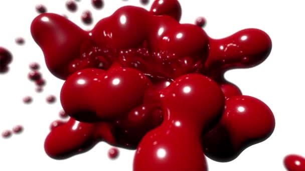 Blob flottant abstrait tech bio liquide sang peinture chimique fond boucle 4k — Video