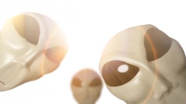 Uzaylı gri baş ürpertici dünya dışı gri kaçırma yaratık kamaşma ile karşı karşıya.