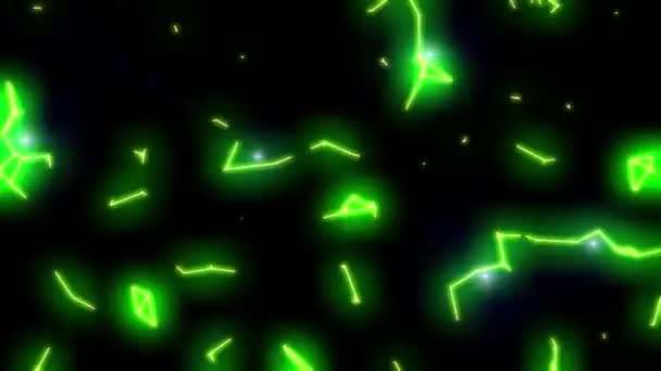 Elektriska bågar neon blixtnedslag retro framtida vr spänning glöd vektor tron loop 4k — Stockvideo