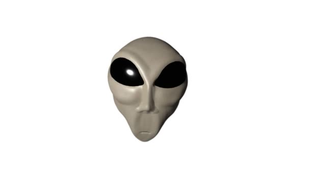 Alien gris cabeza cara espeluznante extraterrestre gris marciano criatura ufo 4k 4k — Vídeo de stock