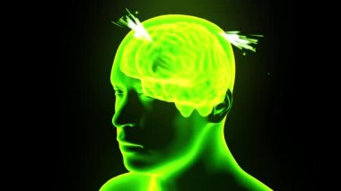 Beyin hologram dönen yıldırım elektrik baş ağrısı nöron döngü 4 k kıvılcım
