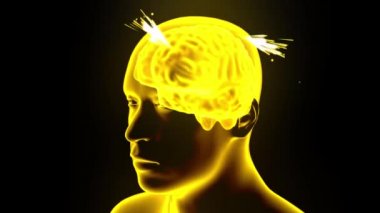Beyin hologram dönen yıldırım elektrik baş ağrısı nöron döngü 4 k kıvılcım