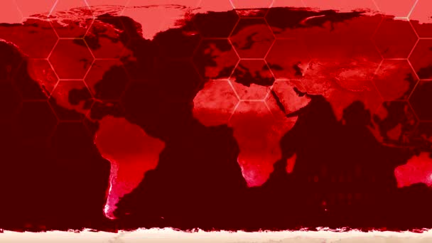 Världen karta högteknologisk digital satellitdata Visa Krigsrummet 4k — Stockvideo