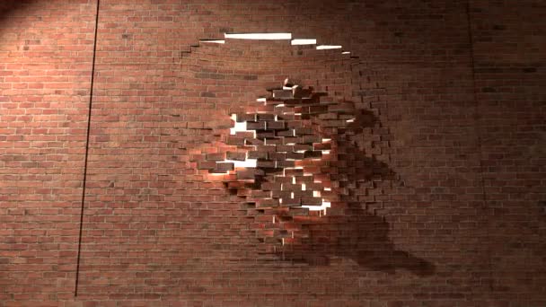 mur de brique briser démolir smash échapper à la lumière blanche 4K 